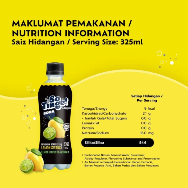 Spritzer So Tinge Carbonated Flavoured Drink Lemon Citrus (325ML X 24)