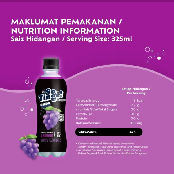 Spritzer So Tinge Carbonated Flavoured Drink Grape (325ML X 24)
